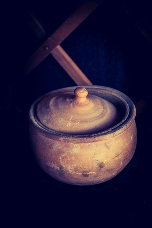 Ancient metal jug in oriental style  in viewの写真素材