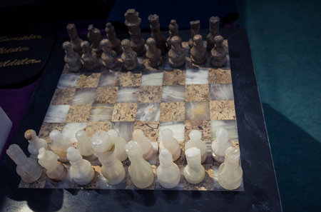 Chess board with chess pieces  on it