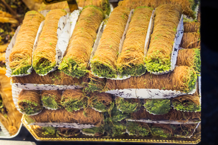 Turkish traditional desert sweets at the Marketの写真素材