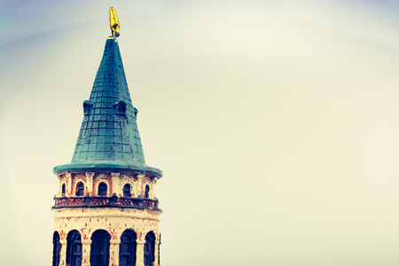 View of the Galata Tower from ancient times in Istanbulの写真素材