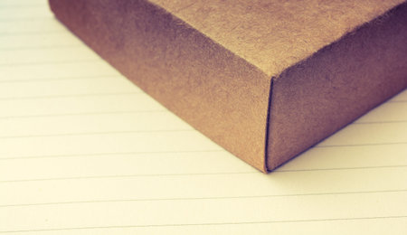 Gift box made of cardboard in the viewの写真素材