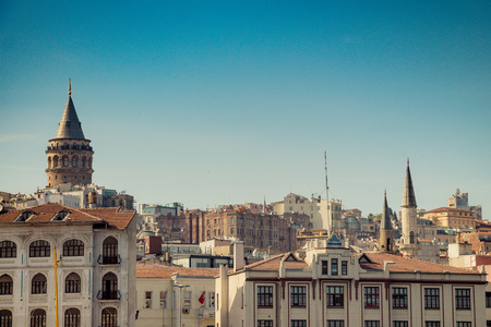 View of the Galata Tower from ancient times in Istanbulのeditorial素材