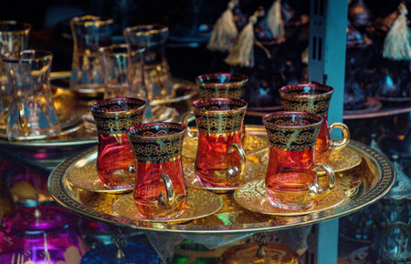 Empty  authentic Turkish tea  glass cup in view