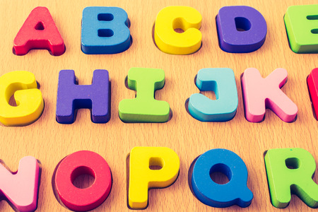 Colorful Letters of Alphabet made of woodの写真素材