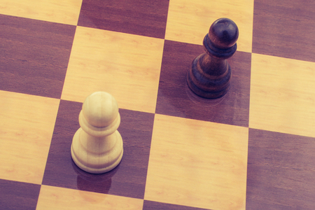Chess board with chess pieces  on itの写真素材