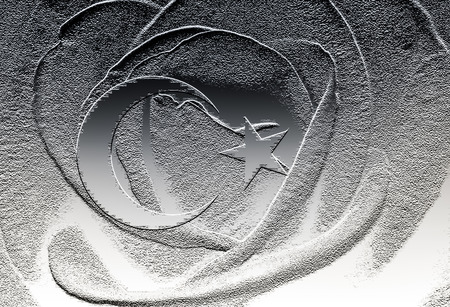 National flag of Turkey with   star and crescent moonの写真素材