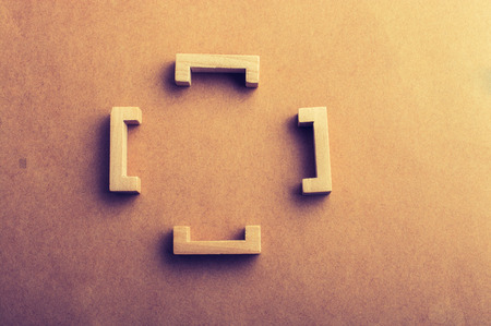 Bracket set made of piece of wood in viewの写真素材