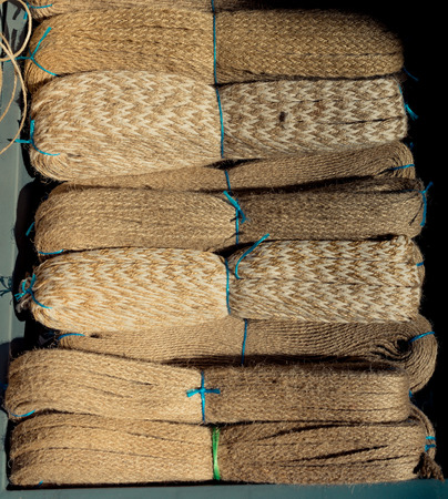 Bundle of linen rope  in a market placeの写真素材