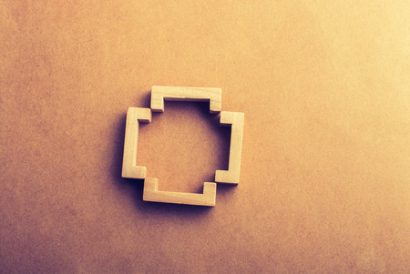 Bracket set made of piece of wood in viewの写真素材