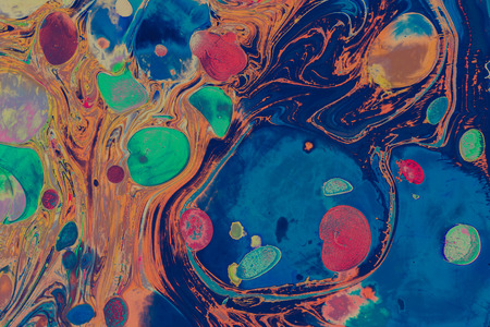 Traditional Ottoman Turkish abstract marbling art patterns as backgroundの写真素材