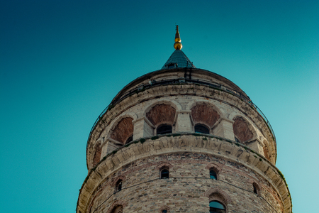 View of the Galata Tower from ancient times in Istanbulの写真素材