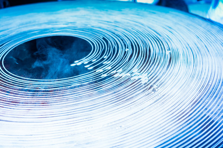 The making of Turkish desert Kadayif pastry in displayの写真素材