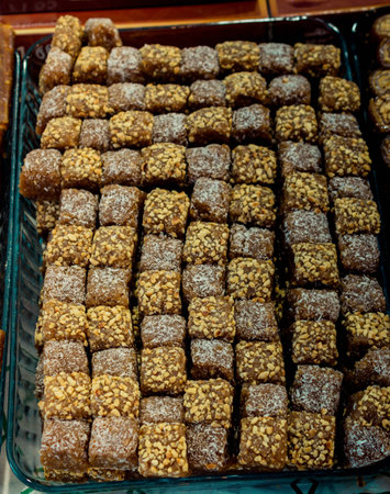 Turkish traditional desert sweets at the marketの写真素材