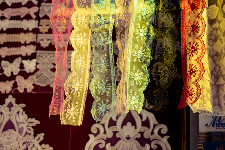 Turkish colorful needle work embroidery flowersの写真素材