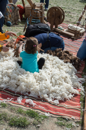 Heap of wool as a textureの写真素材