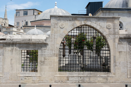 Ottoman style  decorative art in marble tomb in cemeteryのeditorial素材