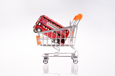 Model London Bus in a Shopping Cartの写真素材