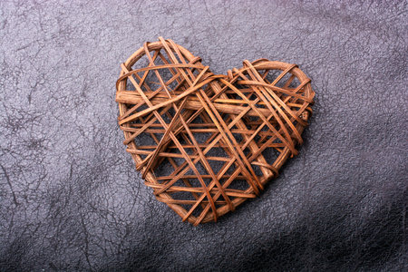 Handmade straw heart or valentines day object in view
