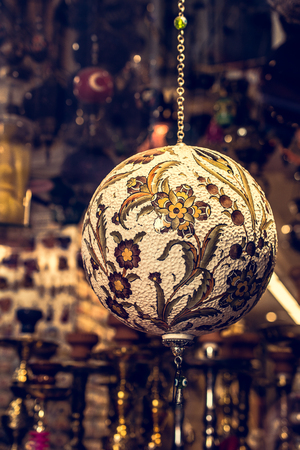 Colorful turkish ceramic balls as souvenirs at street marketの写真素材