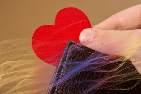 Valentine's Day colorful Background with red Heart Shape as Love conceptの写真素材