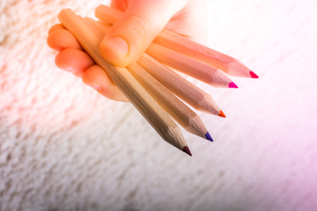 Variety of colors vector set of colored pencils. Drawing and paintingの写真素材