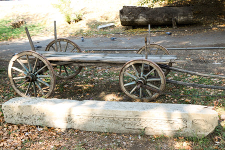 An old traditional wooden cart for transport