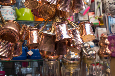 Turkish coffee pots made in a traditional styleの写真素材