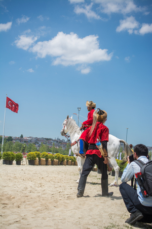 Man wearing traditional turkish hat in the viewのeditorial素材