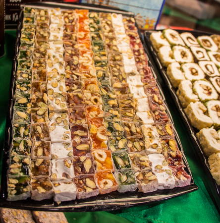 Traditional Ottoman style Turkish delight sweetsの写真素材