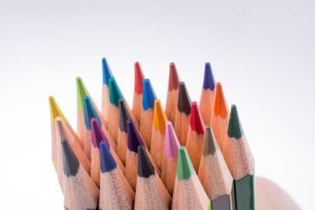Color pencils of various color on a whiteの写真素材