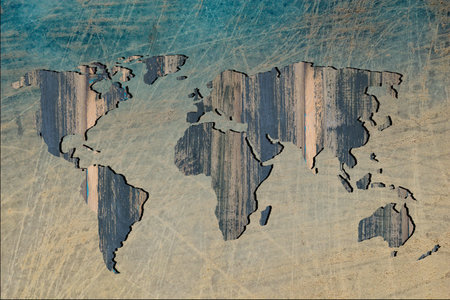 Roughly outlined world map with white