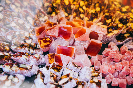 Load of traditional turkish delight lokum candy