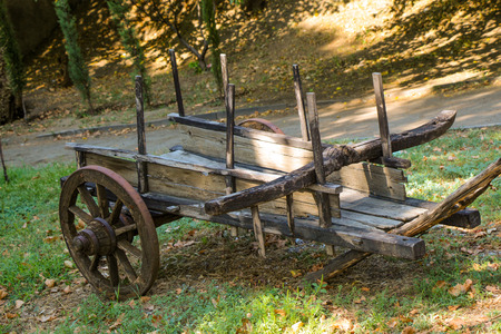 An old traditional wooden cart for transportの写真素材