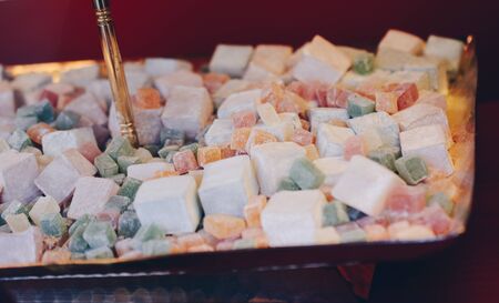 Load of traditional turkish delight lokum candyの写真素材