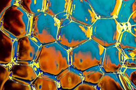 Oil bubbles inside water base form patterns