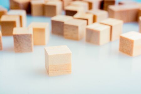 Wooden toy cubes as  educational and business concept objectsの写真素材