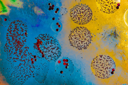 Oil bubbles inside water base form patterns