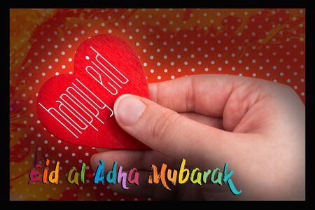 Muslim holiday festival of sacrifice, Happy Eid al-Adha mubarak wordingの写真素材