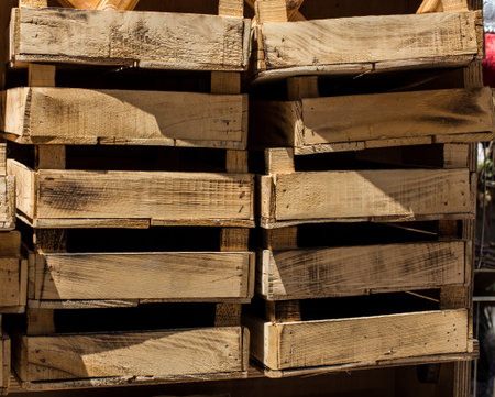 Wooden empty crate box for sale in a market