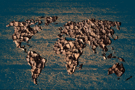 Roughly outlined world map with white backgroundの写真素材