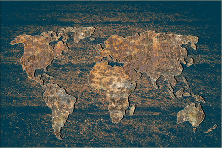 Roughly outlined world map with white background
