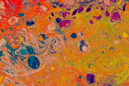 Traditional Ottoman Turkish abstract marbling art patternsの写真素材