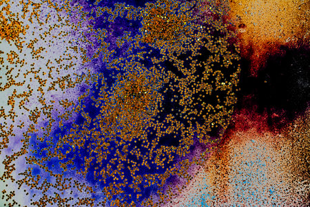 Oil bubbles inside water base form patterns