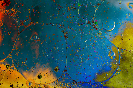 Oil bubbles inside water base form patterns