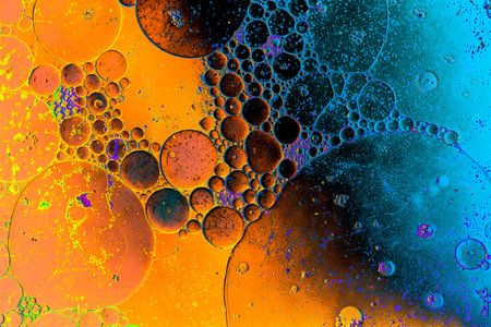Oil bubbles inside water base form patterns