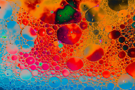 Oil bubbles inside water base form patterns