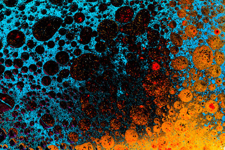 Air and oil bubbles inside water base form patterns