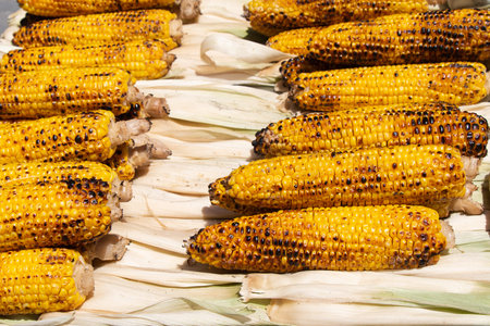 Grilled Corns on the cob kernels peeled