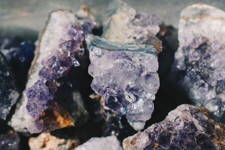 Raw violet amethyst rock with crystal ametist esotericの写真素材