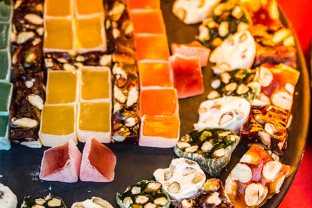 Load of traditional turkish delight lokum sugar coated soft candy